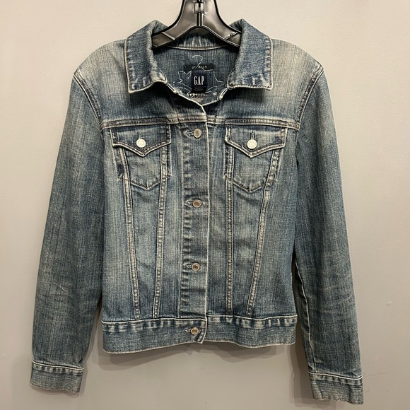 Upcycled Hand-Embellished Women’s GAP Jean Jacket, size M - Picture 3 of 4